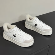 BLACK STAR SNEAKER WHITE CALFSKIN AND SUEDE CALFSKIN WITH SHEARLING LINING