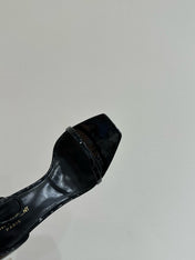 YSL HEELED SANDALS 25S 105 MM IN BLACK GLOSSY LAMBSKIN