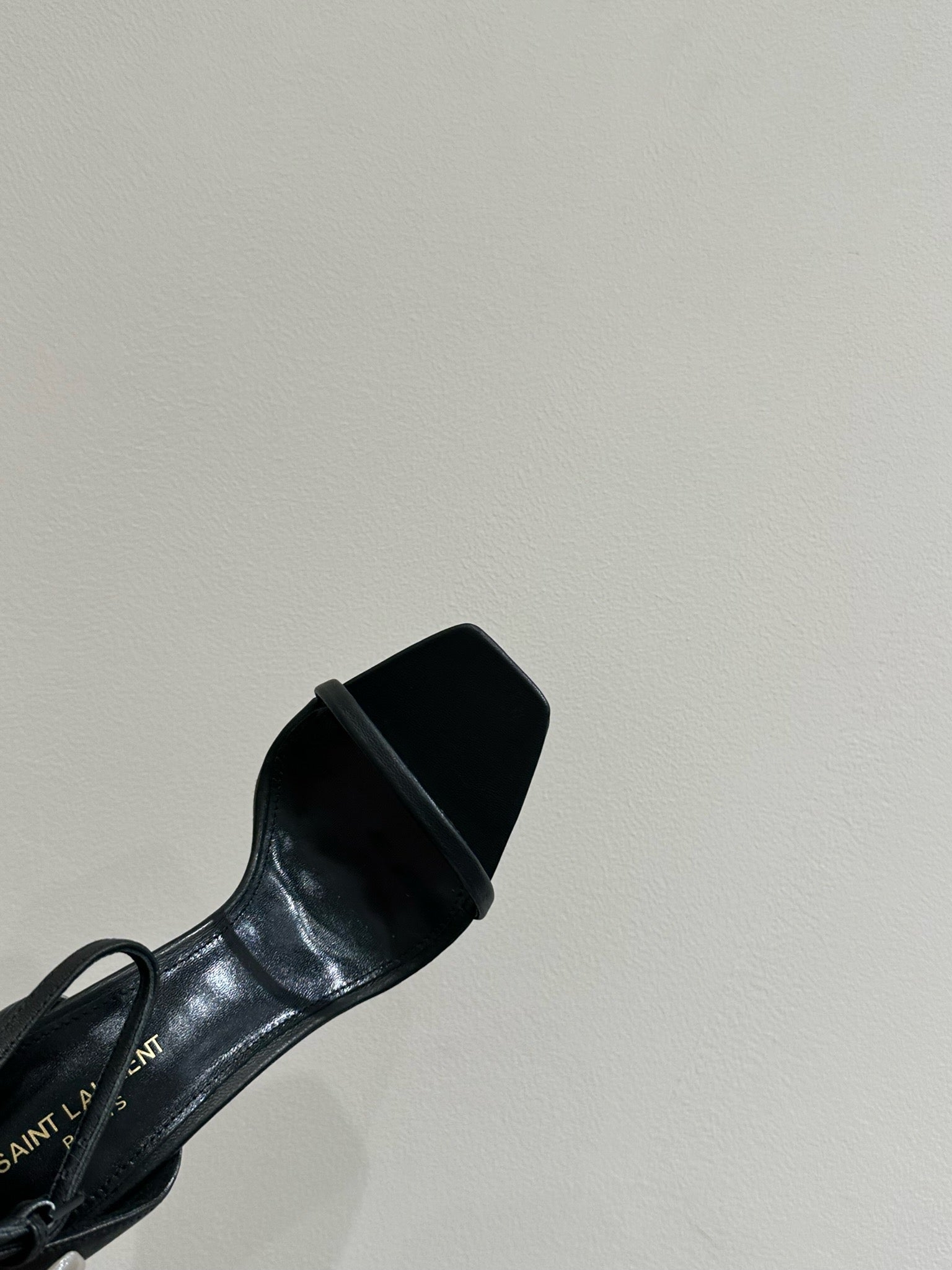 YSL HEELED SANDALS 25S 105 MM IN BLACK LAMBSKIN