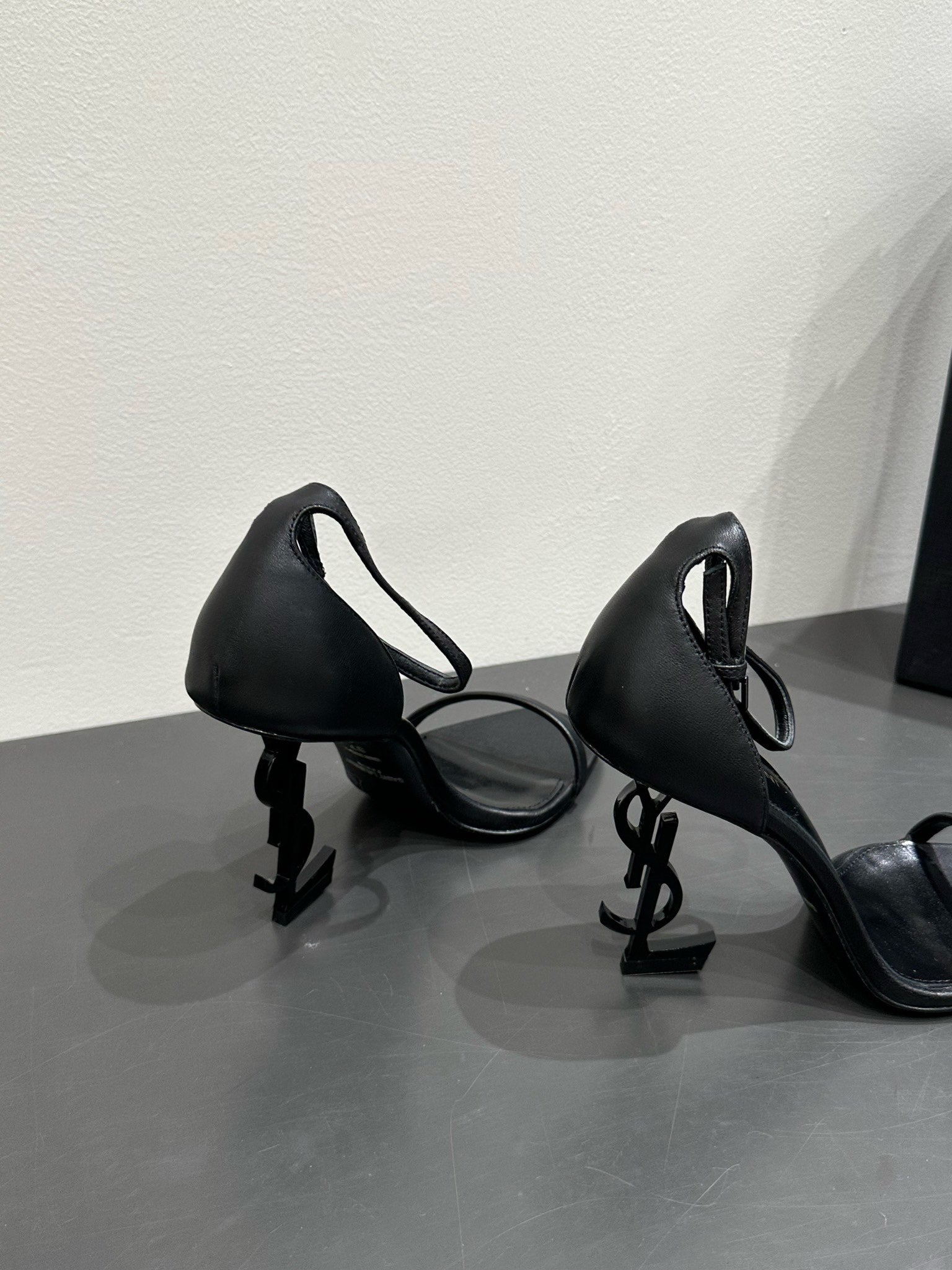 YSL HEELED SANDALS 25S 105 MM IN BLACK LAMBSKIN