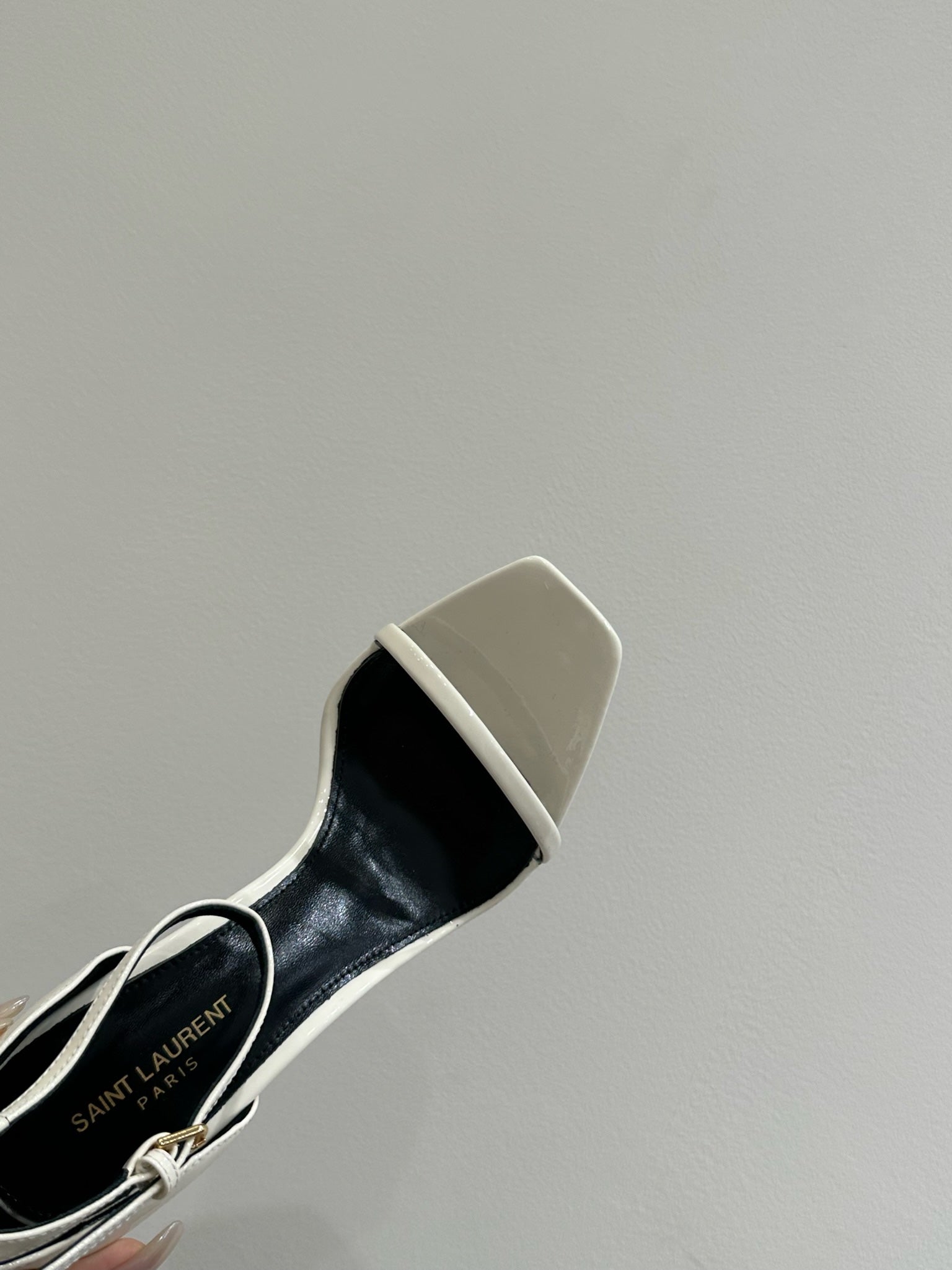 YSL HEELED SANDALS 25S 105 MM IN CREAM WHITE LAMBSKIN