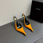 YSL HIGH SLINGBACK 25S IN ENERGY ORANGE GLOSSY LAMBSKIN
