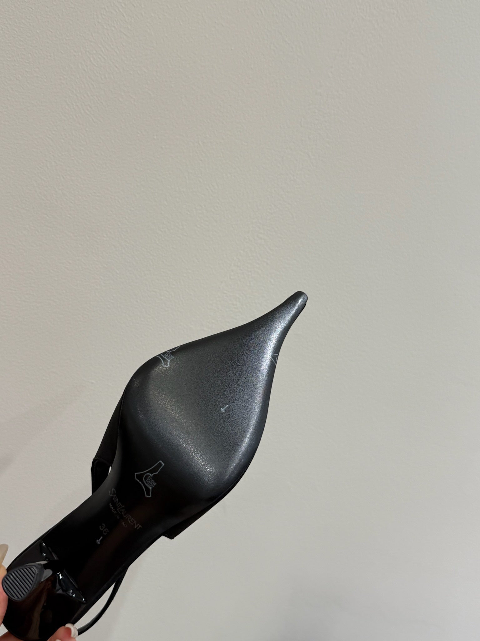 YSL HIGH SLINGBACK 25S IN BLACK SATIN