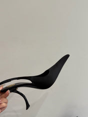 YSL HIGH SLINGBACK 25S IN BLACK SATIN