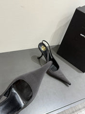 YSL HIGH SLINGBACK 25S IN BLACK SATIN