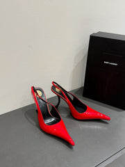 YSL HIGH SLINGBACK 25S IN RED GLOSSY LAMBSKIN