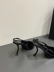 YSL HIGH SLINGBACK 25S IN BLACK GLOSSY LAMBSKIN