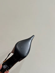 YSL HIGH SLINGBACK 25S IN BURNT ORANGE GLOSSY LAMBSKIN