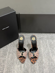 YSL HIGH HEEL 25S 100 MM IN LEOPARD PRINT LAMBSKIN