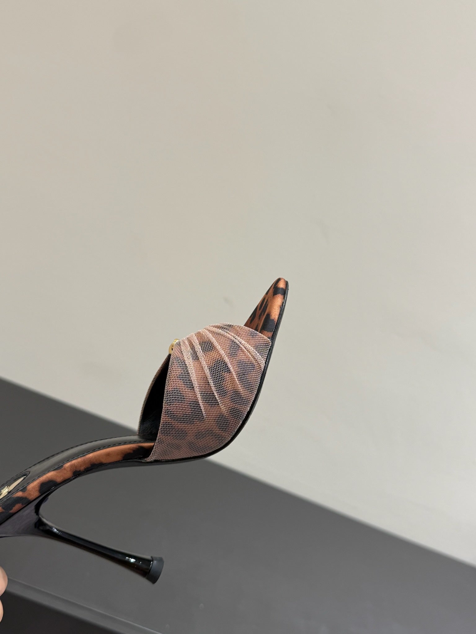 YSL HIGH HEEL 25S 100 MM IN LEOPARD PRINT LAMBSKIN