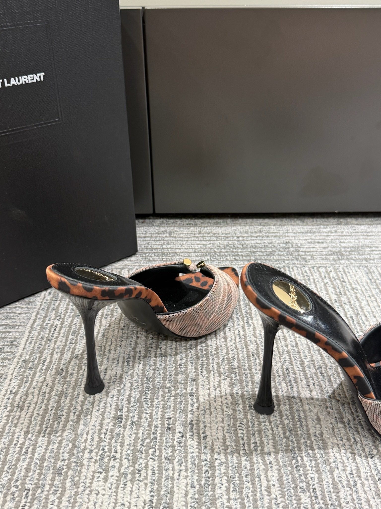 YSL HIGH HEEL 25S 100 MM IN LEOPARD PRINT LAMBSKIN