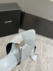 YSL HIGH HEEL 25S 100 MM IN LIGHT SLATE BLUE LAMBSKIN