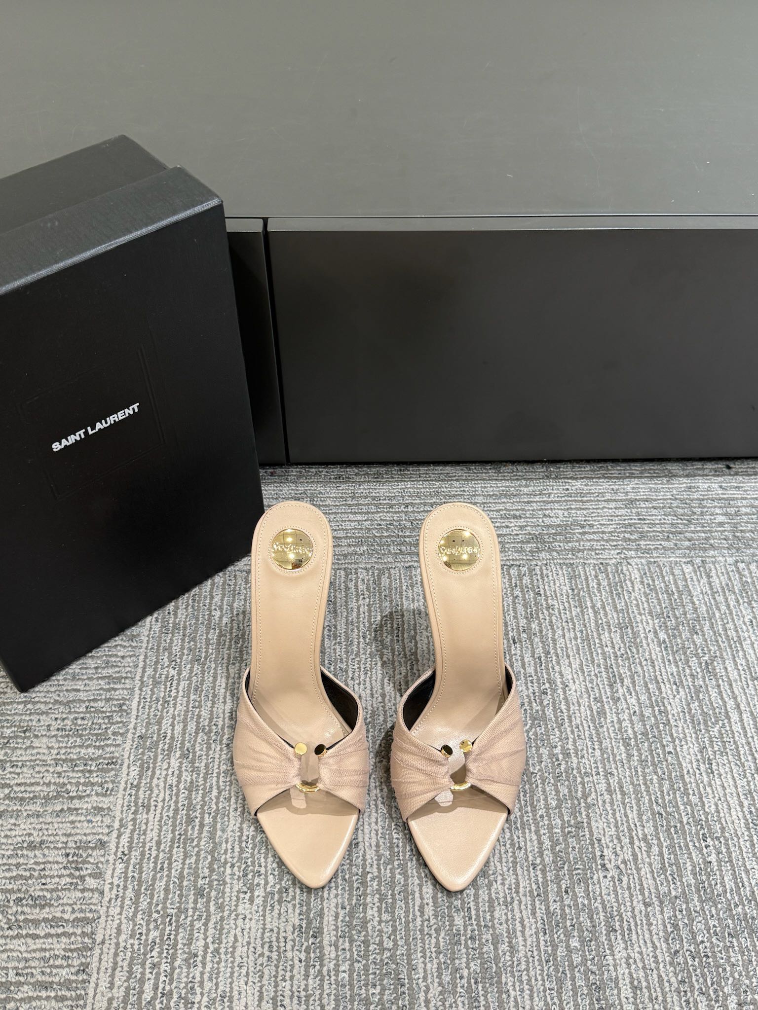 YSL HIGH HEEL 25S 100 MM IN BEIGE LAMBSKIN