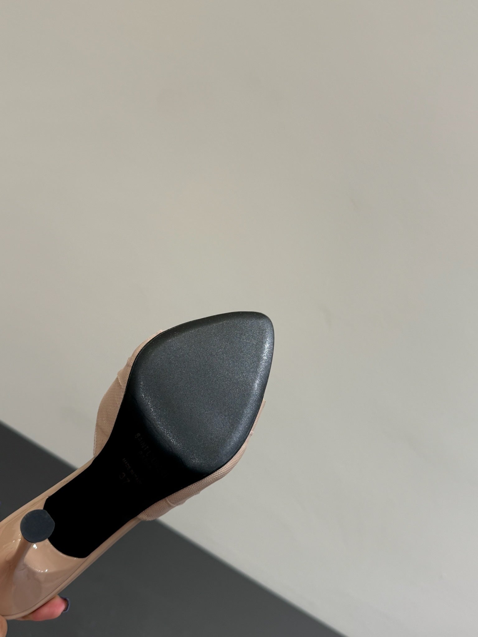 YSL HIGH HEEL 25S 100 MM IN BEIGE LAMBSKIN