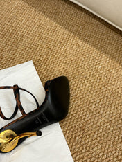 YSL HIGH HEEL SANDALS 25S IN LEOPARD PRINT LAMBSKIN