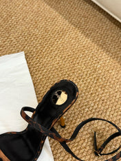 YSL HIGH HEEL SANDALS 25S IN LEOPARD PRINT LAMBSKIN