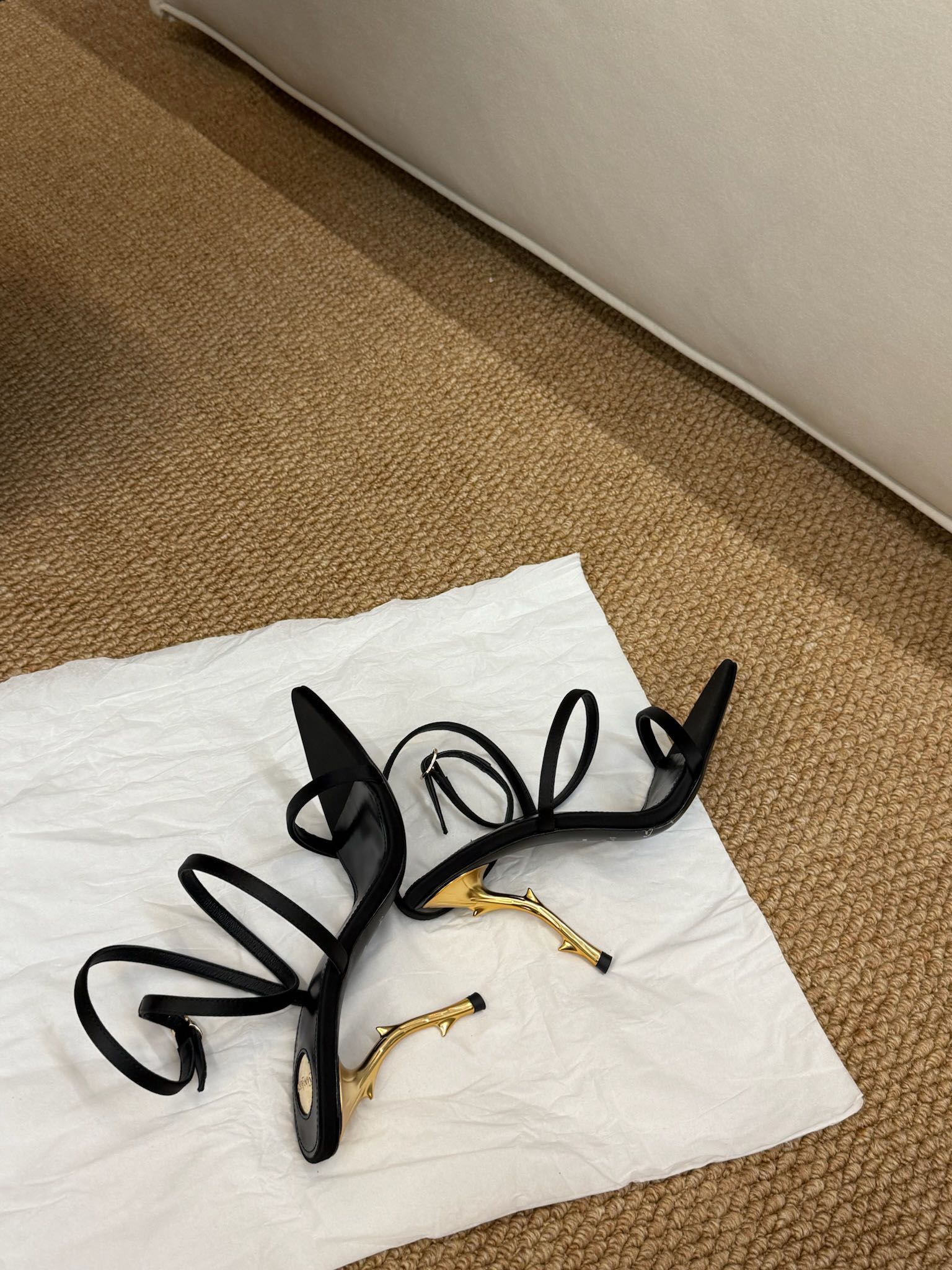 YSL HIGH HEEL SANDALS 25S IN BLACK LAMBSKIN