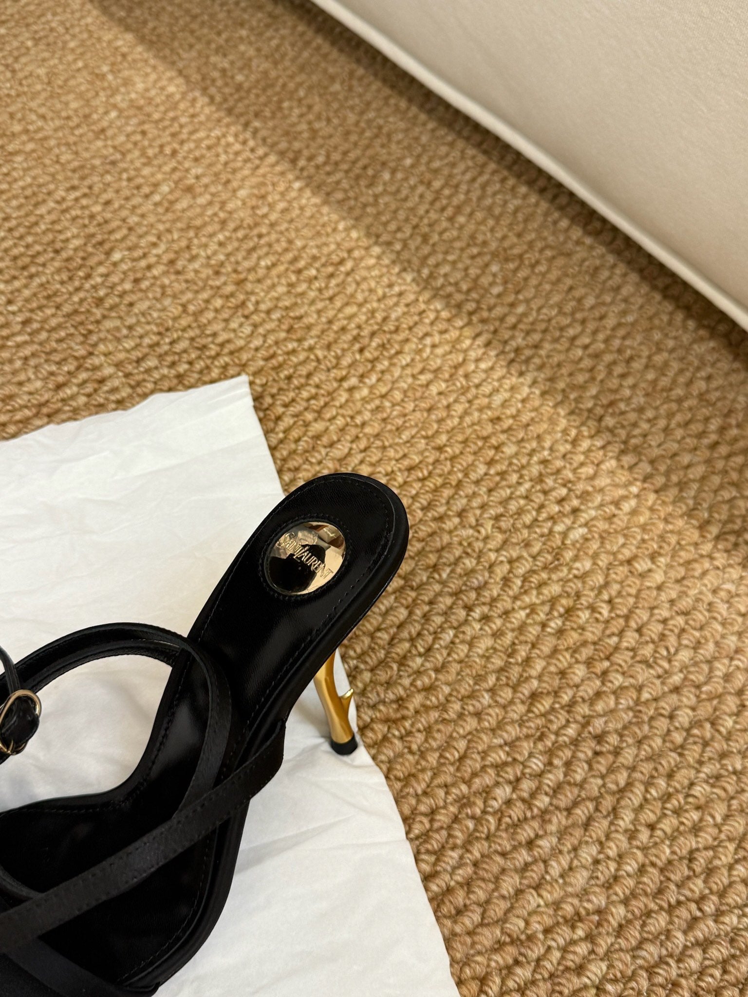 YSL HIGH HEEL SANDALS 25S IN BLACK LAMBSKIN