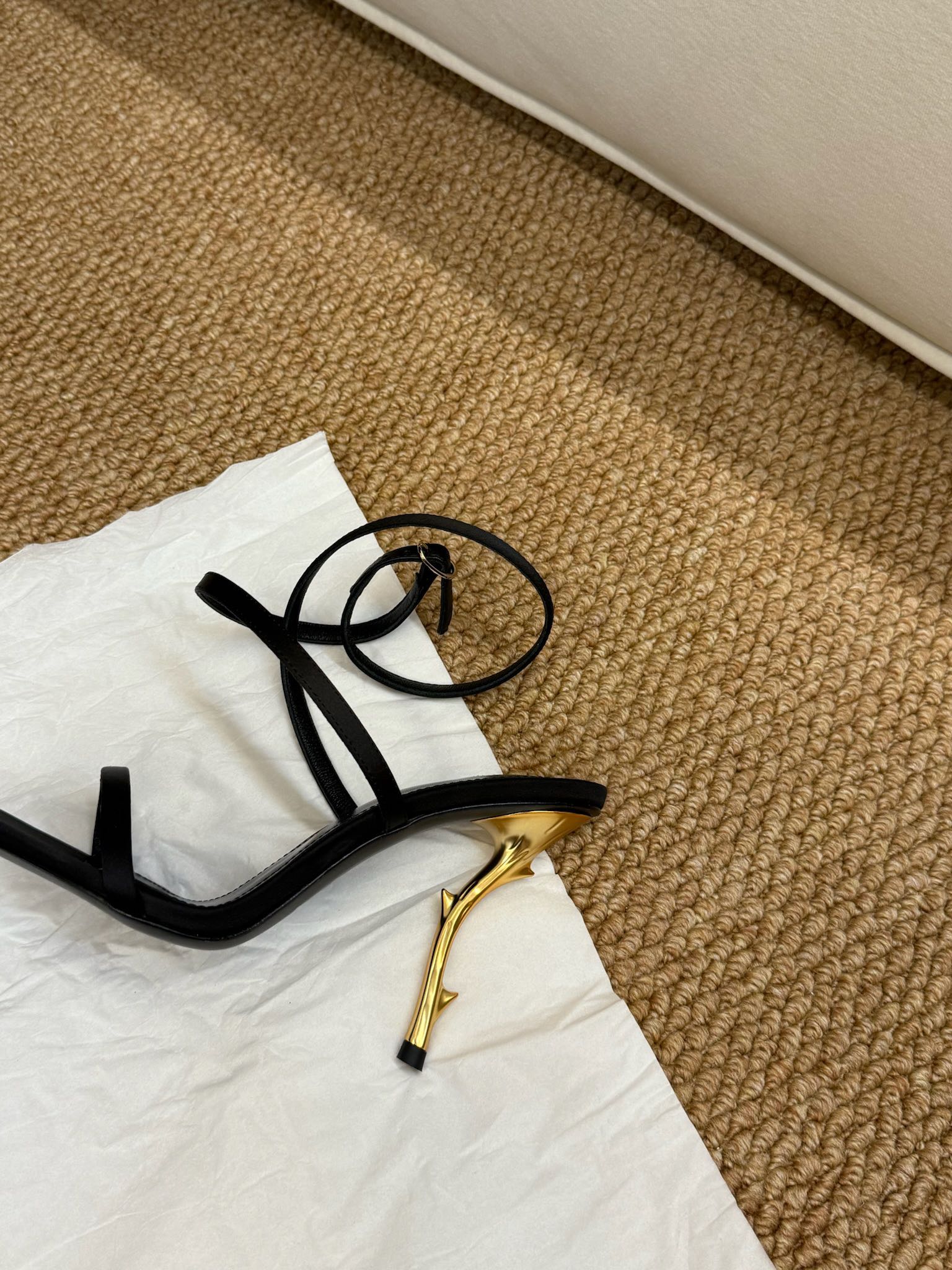 YSL HIGH HEEL SANDALS 25S IN BLACK LAMBSKIN