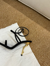 YSL HIGH HEEL SANDALS 25S IN BLACK LAMBSKIN