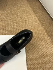 CHANEL 26S MARY JANE FLATS IN BLACK CALFSKIN WITH CC LOGO