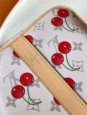 KEEPALL BANDOULIÈRE 45 IN WHITE AND RED CALFSKIN