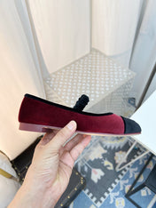CC MARY JANE FLAT IN RED AND BLACK VELVET