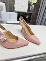J'ADIOR SLINGBACK PUMP LIGHT PINK CALFSKIN AND EMBROIDERED FABRIC 10 CM