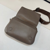 LOEWE 25S PEBBLE BAG 20 IN DARK TAUPE CALFSKIN SILVER HARDWARE