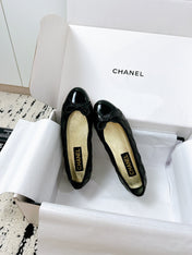 BALLET FLATS BOW IN BLACK CALFSKIN QUILTED