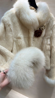 CHANEL 25S SNOW RABBIT FUR COAT 497