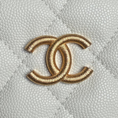 CHANEL 25S HOBO BAG 22 IN WHITE CAVIAR LEATHER