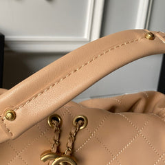 CHANEL 25S HOBO BAG 32 IN WARM SAND BEIGE LAMBSKIN