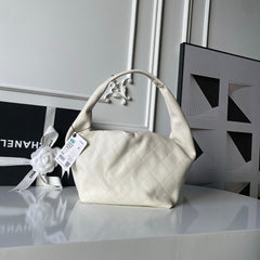 CHANEL 25S HOBO BAG 32 IN CREAM WHITE LAMBSKIN