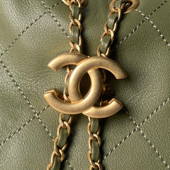 CHANEL 25S HOBO BAG 32 IN DARK GREEN LAMBSKIN