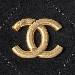 CHANEL 25S HOBO BAG 31 IN BLACK SUEDE WITH GOLD HARDWARE