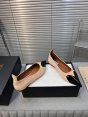 ALAIA PUMP 1 CM IN BEIGE SUEDE MIX BLACK CALFSKIN