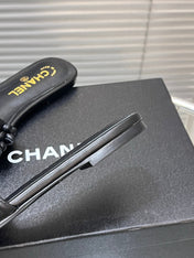 SLIPPERS CAMELLIA IN BLACK CALFSKIN