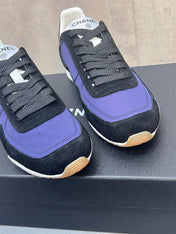 CHANEL 26S RUNNING SNEAKERS IN BLACK PURPLE MIX MATERIAL CC LOGO