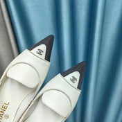 BALLET FLAT WHITE MIX BLACK SHEEPSKIN POINTED TOE