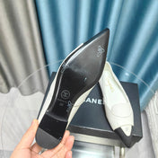 BALLET FLAT WHITE MIX BLACK SHEEPSKIN POINTED TOE