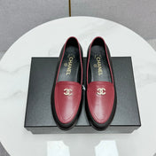 CC LOAFERS 25S IN BLACK MIX DARK RED CALFSKIN GOLD HARDWARE WITH STONES