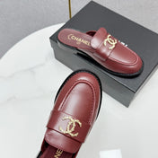 CC FLAT MULE 25S IN DARK RED CALFSKIN STYLE 10