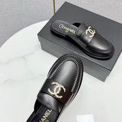 CC FLAT MULE 25S IN BLACK CALFSKIN STYLE 7