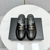 CC FLAT MULE 25S IN BLACK CALFSKIN STYLE 7
