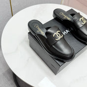 CC FLAT MULE 25S IN BLACK CALFSKIN STYLE 7