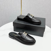 CC FLAT MULE 25S IN BLACK CALFSKIN STYLE 7