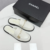 CC FLAT MULE 25S IN WHITE CALFSKIN STYLE 5
