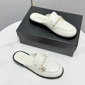 CC FLAT MULE 25S IN WHITE CALFSKIN STYLE 5