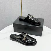 CC FLAT MULE 25S IN BLACK CALFSKIN STYLE 4